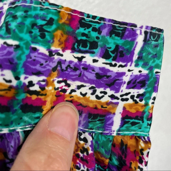 Vintage Notations Abstract Geometric Print Plaid Blouse Size 10 Maximalist 90's - Picture 9 of 10